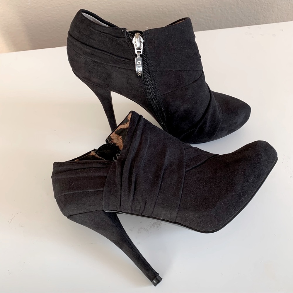 GUESS Black Faux Suede Booties with Heel size 6.5